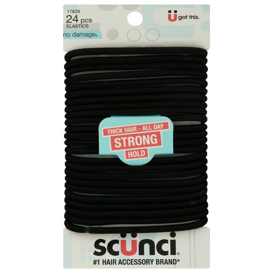 Scunci No Damage Thick Hair - All Day Strong Hold Elastics 24 ea