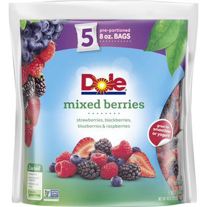 DOLE Frozen Mixed Berries, 40 Ounce Bag with 5 Pre-portioned Packets