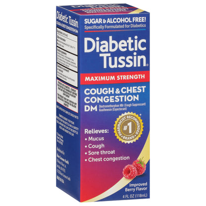 Diabetic Tussin Maximum Strength Berry Flavor Cough & Chest Congestion DM 4 fl oz