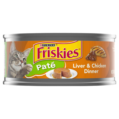 Purina Friskies Pate Wet Cat Food, Liver & Chicken Dinner - 5.5 oz. Can