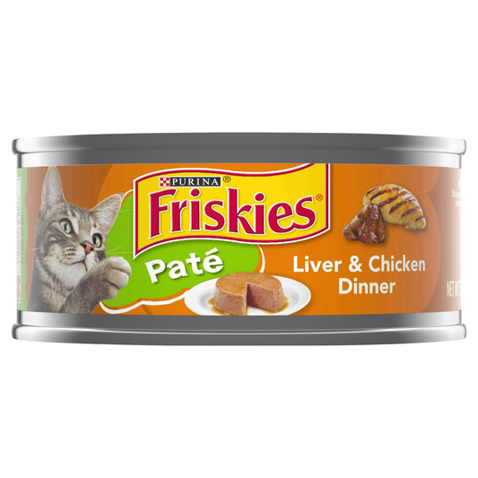 Purina Friskies Pate Wet Cat Food, Liver & Chicken Dinner - 5.5 oz. Can