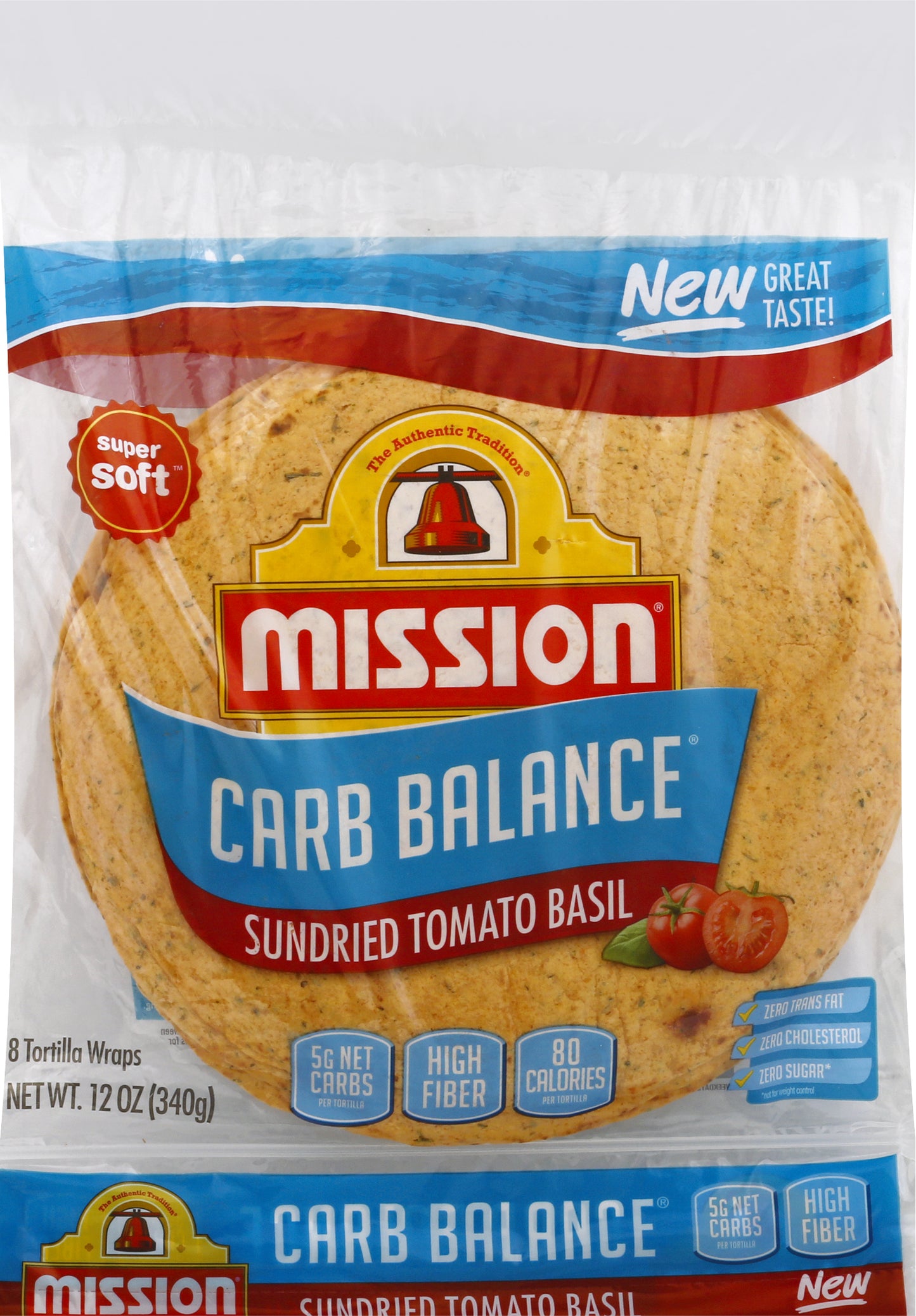 Mission Carb Balance Super Soft Sundried Tomato Basil Tortilla Wraps 8 ea