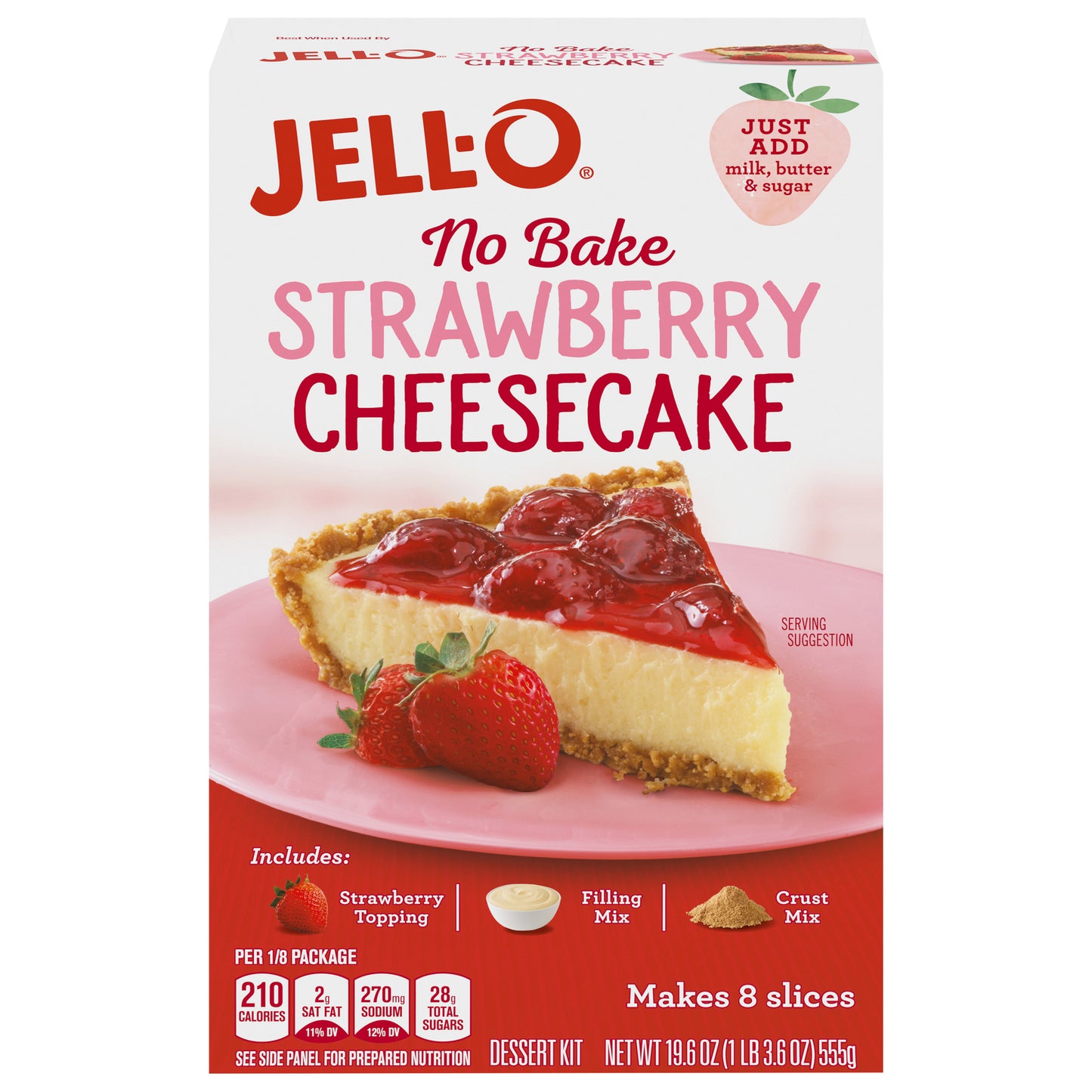 Jell-O No Bake Strawberry Cheesecake Dessert Kit 19.6 oz