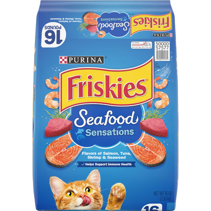 Purina Friskies Dry Cat Food, Seafood Sensations - 16 lb. Bag