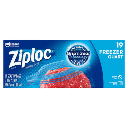 Ziploc Quart Freezer Seal Top Bags 19 ea