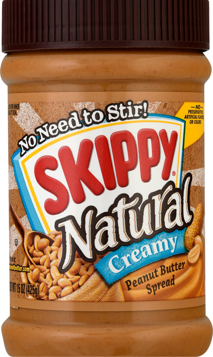 Skippy Natural Creamy Peanut Butter Spread 15 oz