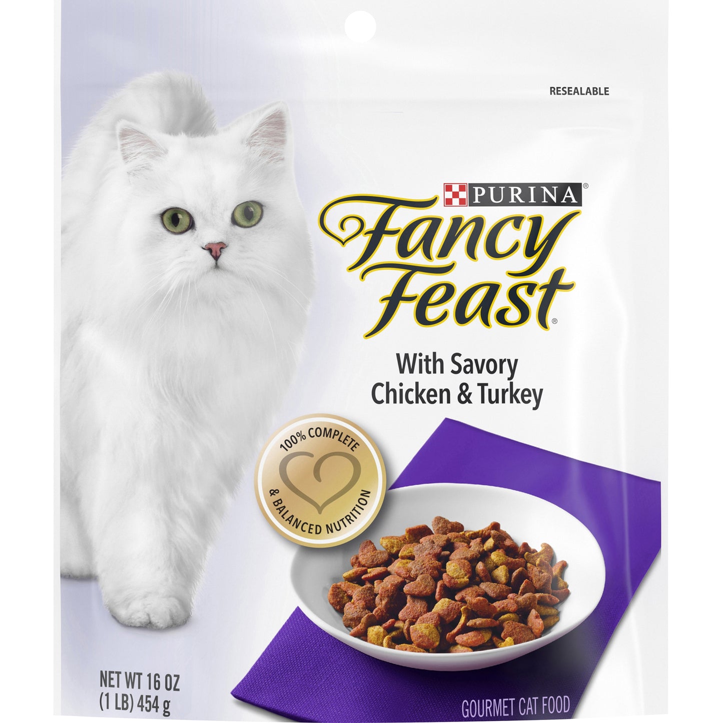 Purina Fancy Feast Dry Cat Food, With Savory Chicken & Turkey - 16 oz. Bag