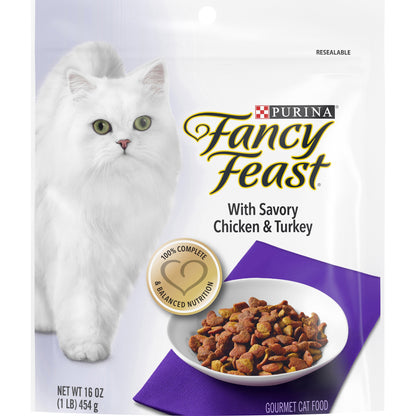 Purina Fancy Feast Dry Cat Food, With Savory Chicken & Turkey - 16 oz. Bag