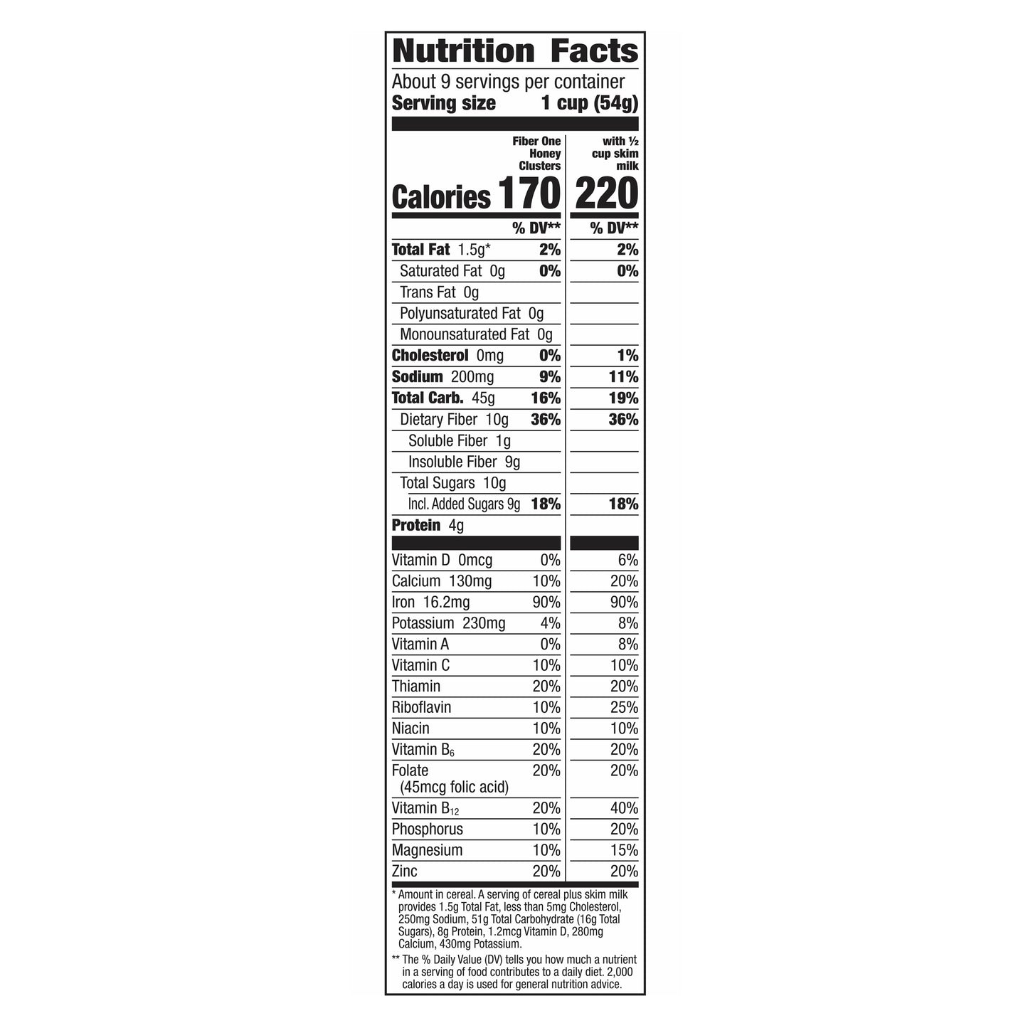 Fiber One Breakfast Cereal, Honey Clusters, High Fiber, Whole Grains, 17.5 oz