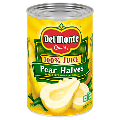 Del Monte 100% Juice Pear Halves 15 oz Can