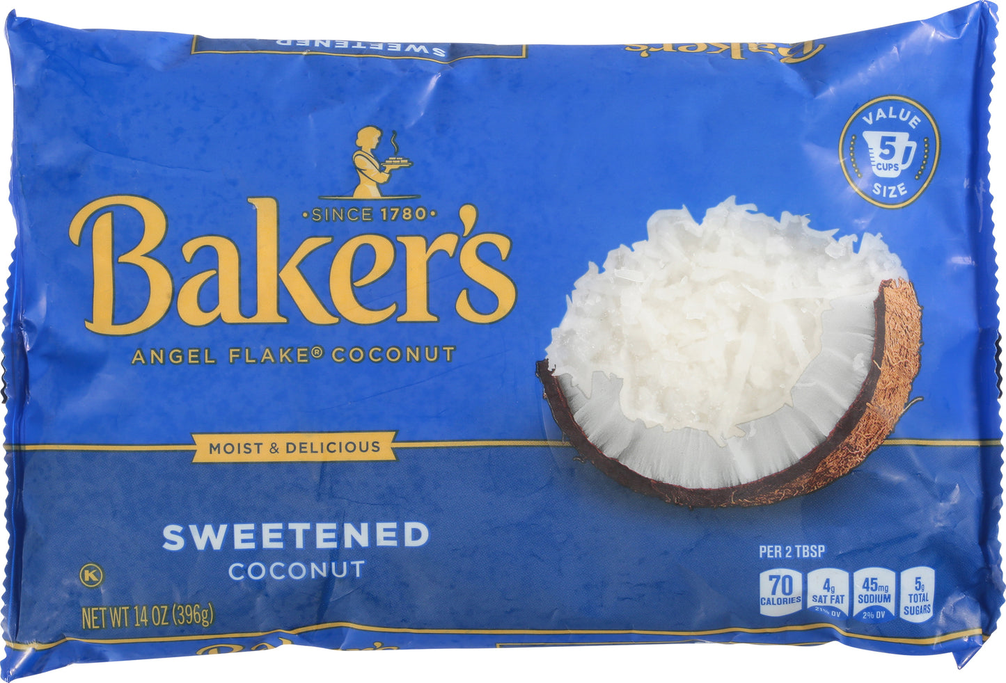Baker's Value Size Angel Flake Sweetened Coconut 14 oz Wrapper