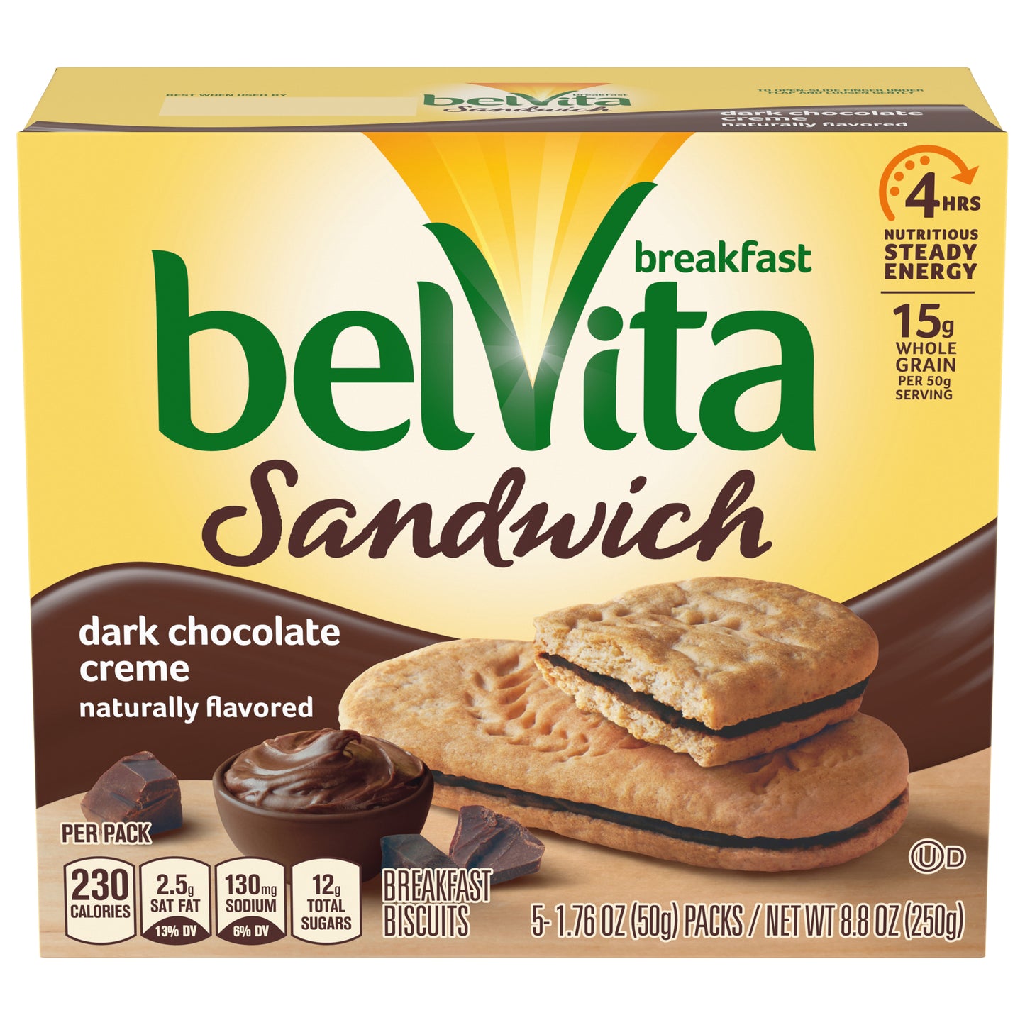 BELVITA CARTON - BELVITA - SNDWCH DARK CHOC - 8.8Z - 044000043285 BE Update 8.8 OZ English