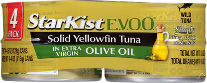 StarKist E.V.O.O. Solid Yellowfin Tuna in Extra Virgin Olive Oil 4 - 4.5 oz Cans