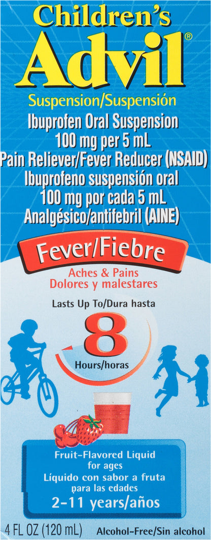 Children's Advil Pain Reliever and Fever Reducer, Liquid Children's Ibuprofen for Pain Relief, Fruit