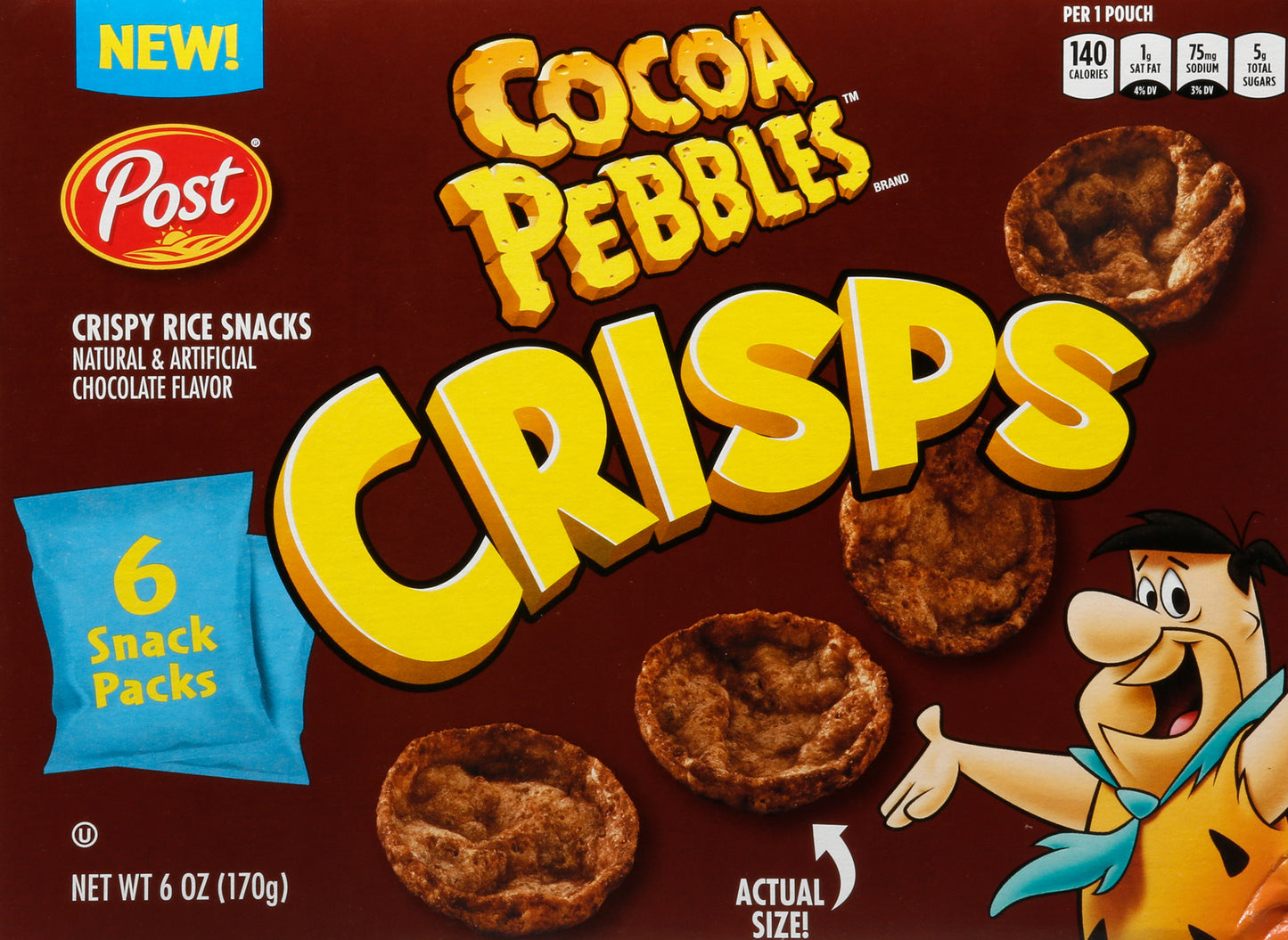 Cocoa Pebbles Crisps Crispy Rice Snacks 6 ea