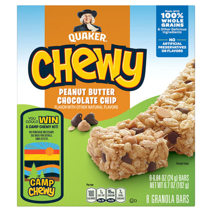Quaker Chewy Granola Bars Peanut Butter Chocolate Chip 0.84 Oz 8 Count
