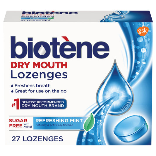 Biotène Dry Mouth Lozenges for Fresh Breath, Refreshing Mint, 27 count