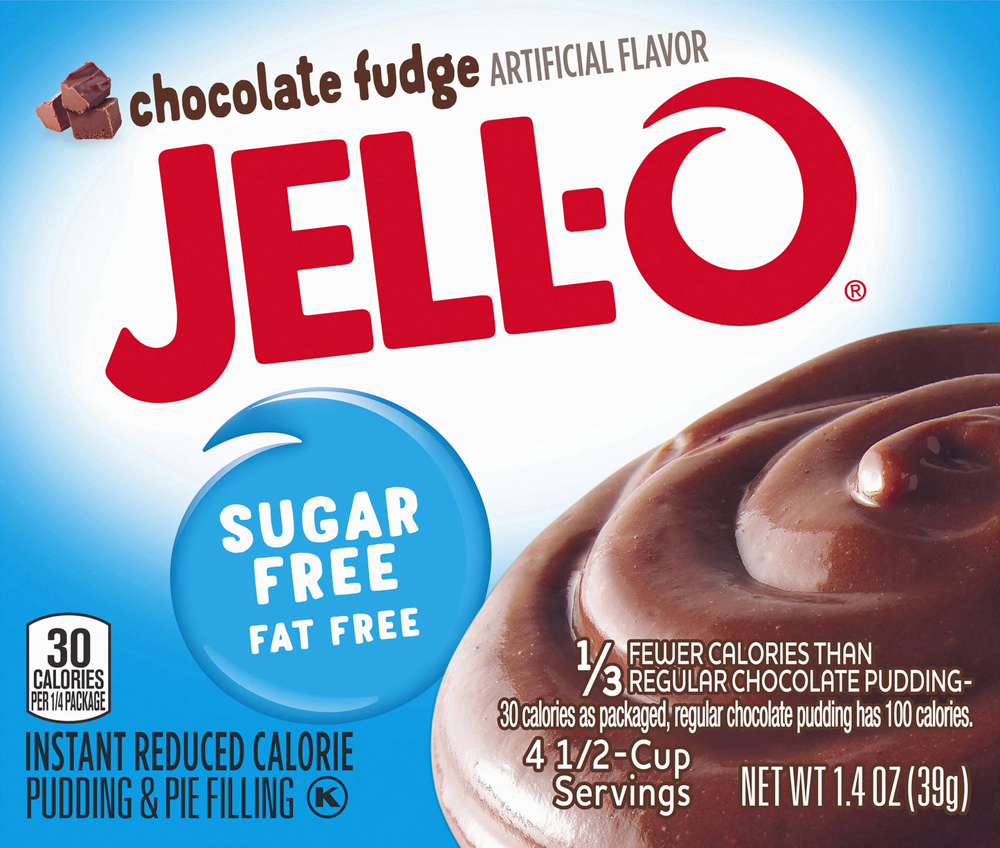 Jell-O Sugar Free Chocolate Fudge Instant Pudding Mix, 1.4 oz Box