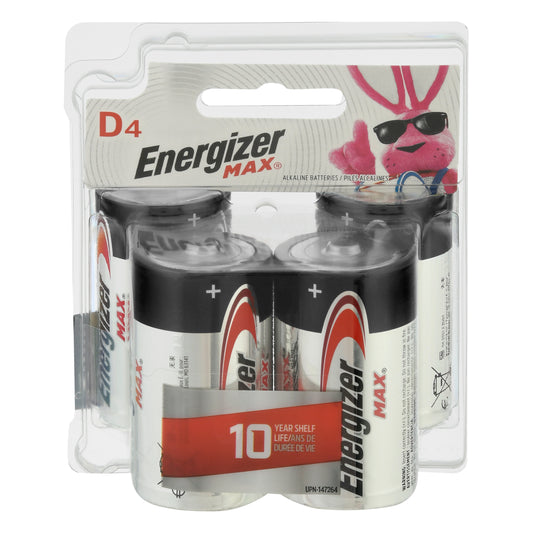 Energizer D4 Alkaline Batteries 4 ea