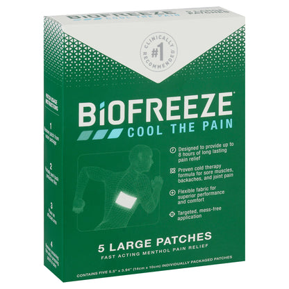 Biofreeze Cool the Pain Large Patches Pain Relief 5 ea