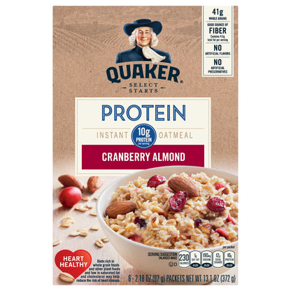 Quaker Select Starts Protein Cranberry Almond Instant Oatmeal 6 ea