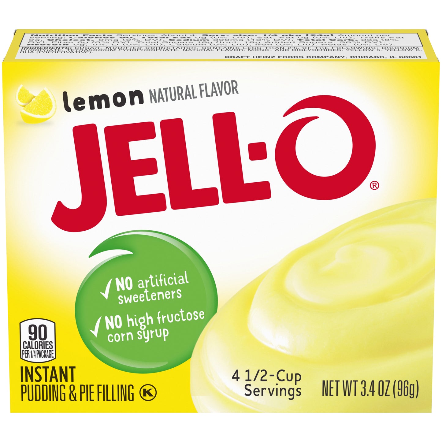 Jell-O Lemon Instant Pudding & Pie Filling Mix, 3.4 oz Box
