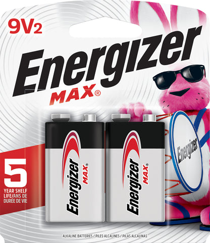 Energizer Max 2 Pack 9V Alkaline Batteries 2 ea
