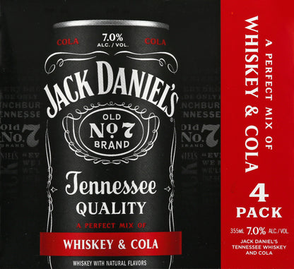 Jack Daniel's 4 Pack Whiskey & Cola 4 ea