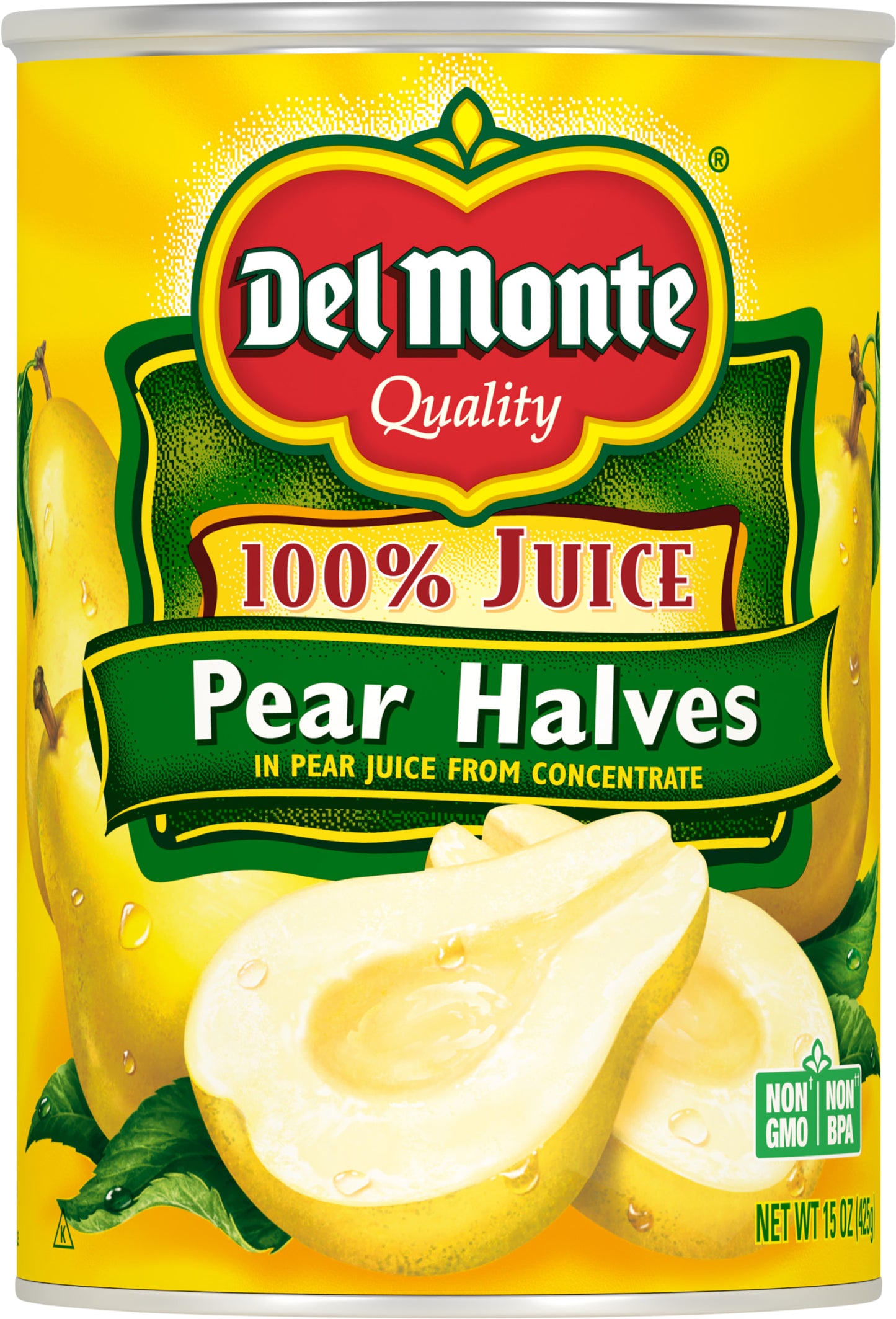 Del Monte 100% Juice Pear Halves 15 oz Can