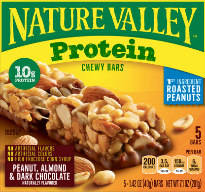 Nature Valley 5 Pack Protein Peanut Almond & Dark Chocolate Chewy Bars 5 ea