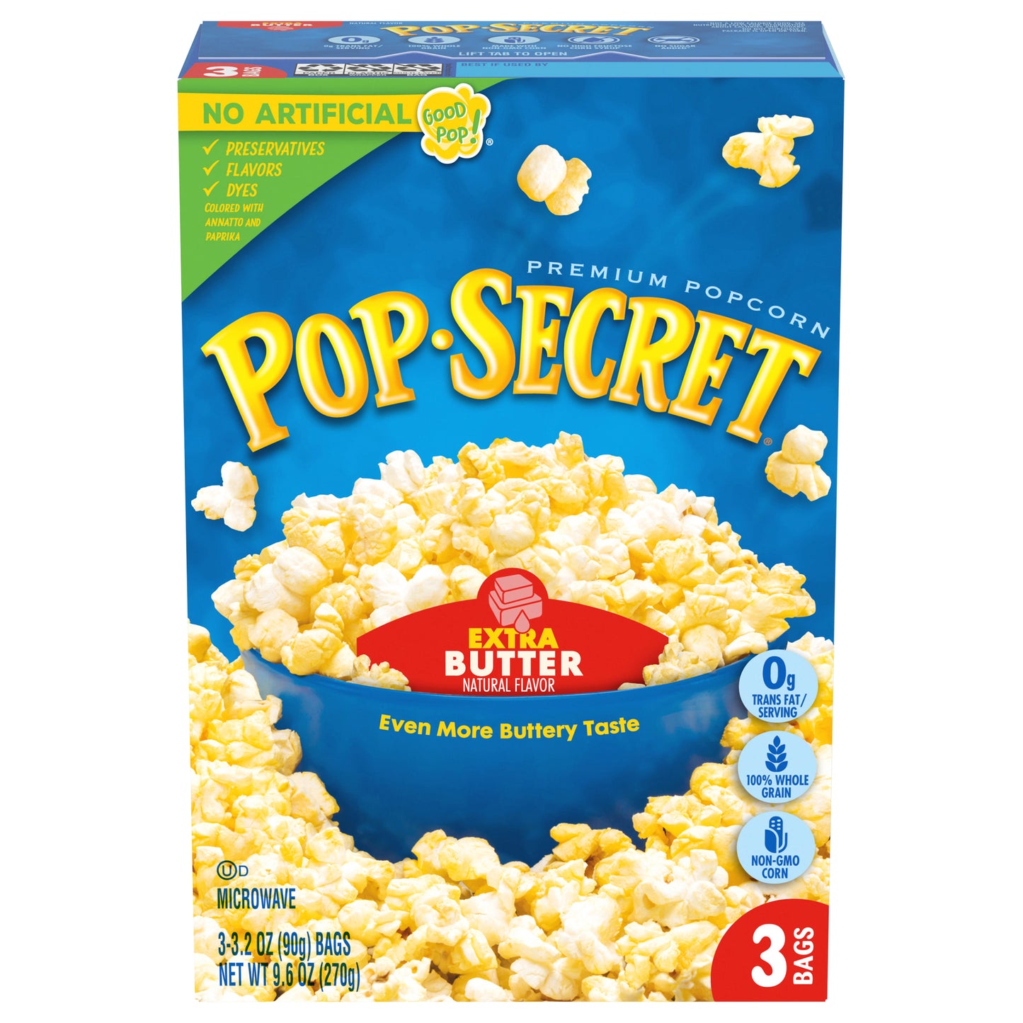 Pop-Secret Premium Extra Butter Popcorn 3 - 3.2 oz Bags