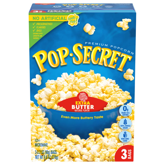 Pop-Secret Premium Extra Butter Popcorn 3 - 3.2 oz Bags