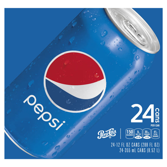 Pepsi Soda Cola 12 Fl Oz 24 Count Can Box