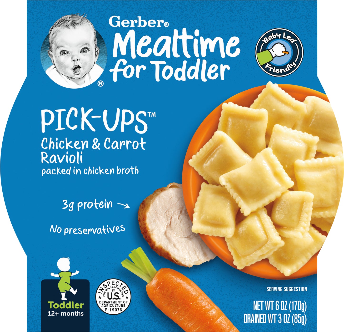 Gerber Pick-ups Packed in Chicken Broth 12+ Months Chicken & Carrot Ravioli 6 oz