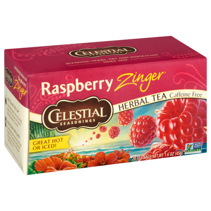 Celestial Seasonings Caffeine Free Tea Bags Raspberry Zinger Herbal Tea 20 ea