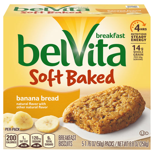 belVita Soft Baked Banana Bread Breakfast Biscuits 1.76 oz 5 Packs ea Box