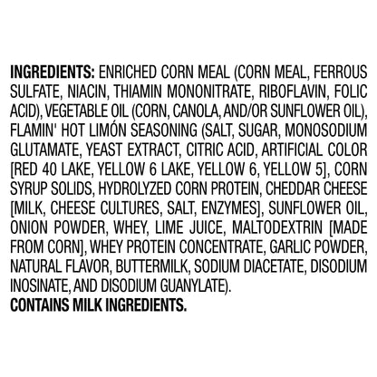 Cheetos Crunchy Flamin' Hot Limon Flavored Cheese Flavored Snacks 8.5 oz