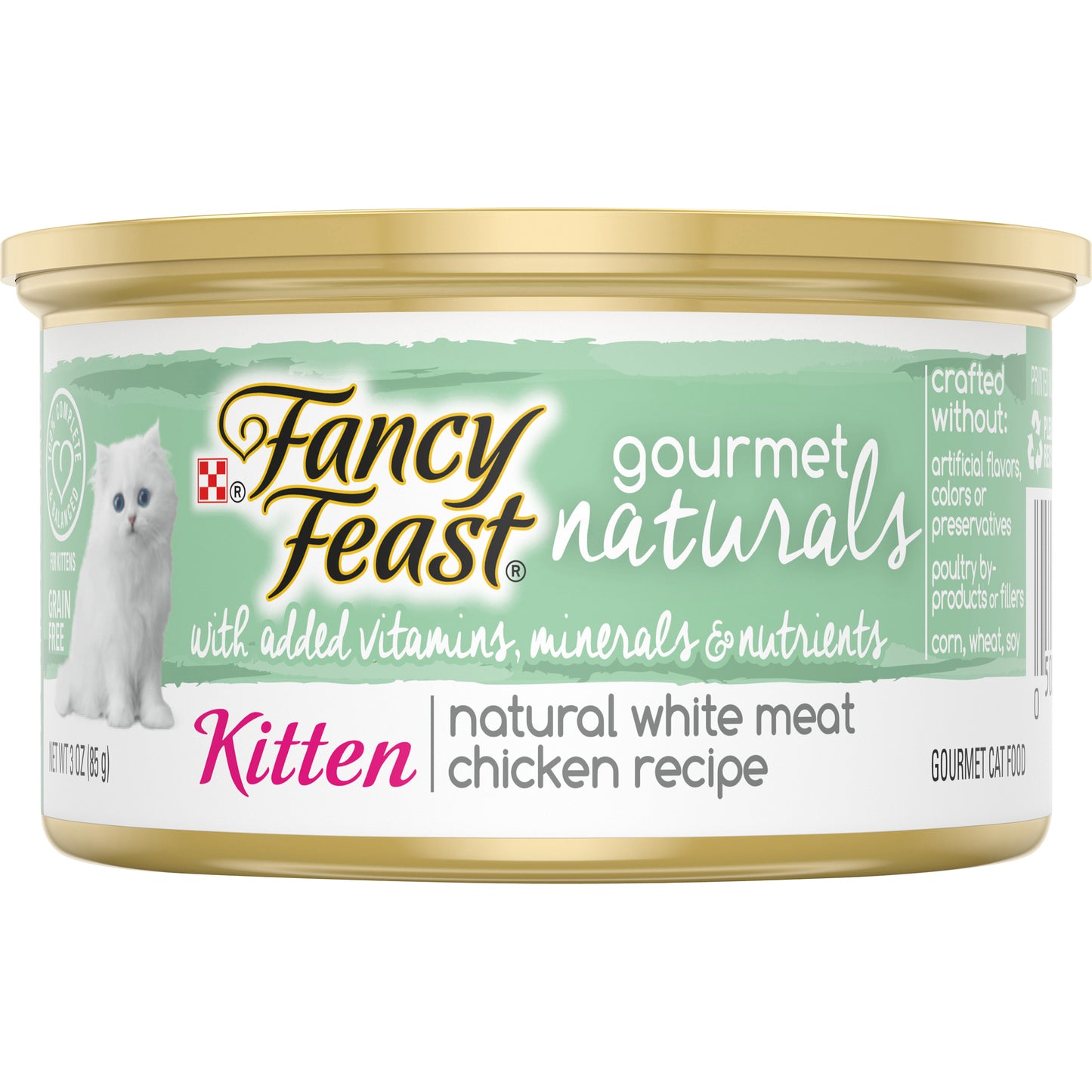 Purina Fancy Feast Grain Free, Natural Pate Wet Kitten Food, Gourmet Naturals Natural White Meat Chi
