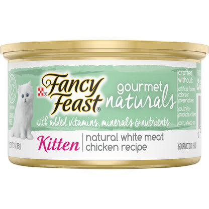 Purina Fancy Feast Grain Free, Natural Pate Wet Kitten Food, Gourmet Naturals Natural White Meat Chi