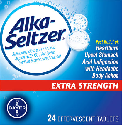 Alka-Seltzer Extra Strength Antacid/Analgesic Effervescent Tablets 24 ea Box